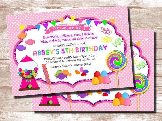 CANDY SHOPPE CANDYLAND PRINTABLE BIRTHDAY PARTY INVITATION & FREE THANK  U CARD C