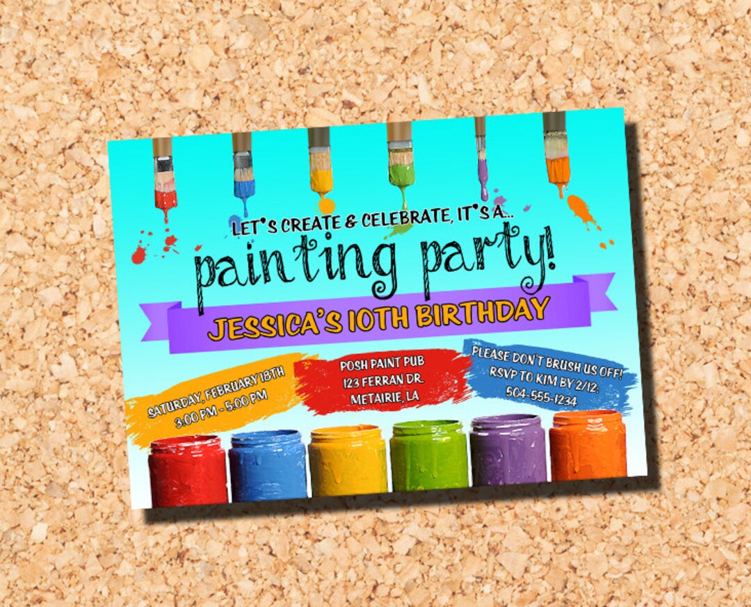 Paint Party Invitation, Painting Party Invitation, Paint Party Birthday