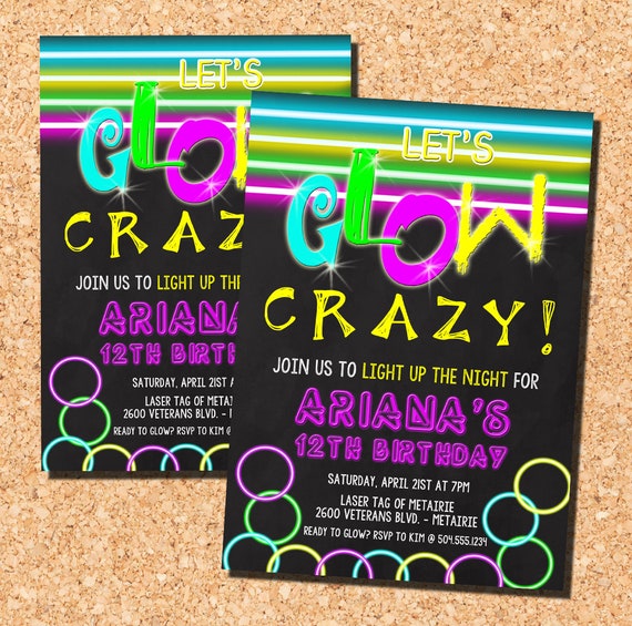 Neon Glow Party Printables, Invitations & Decorations