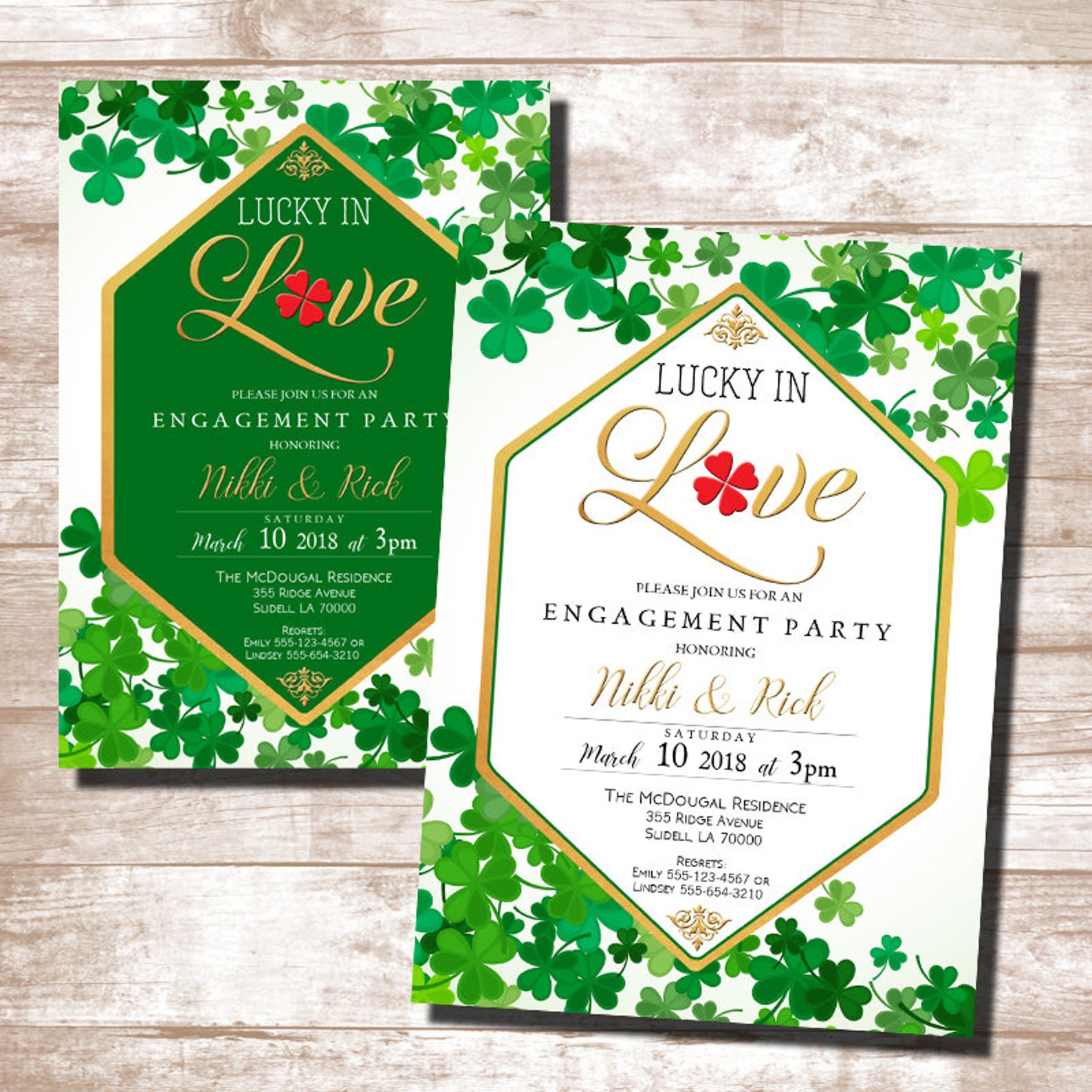Lucky in Love Invitation Irish Party Invitation Shamrocks Etsy