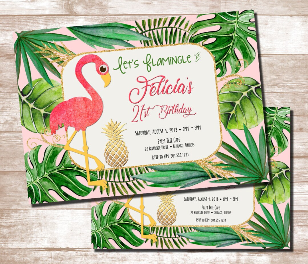 Let's Flamingle Invitations, Tropical Flamingo Invitations, Flamingo ...