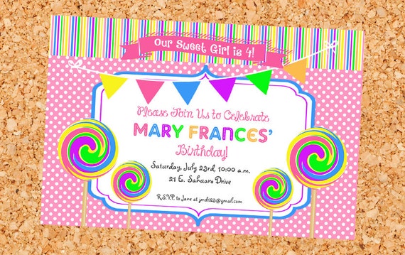 Printable Lollipop Party Invitations