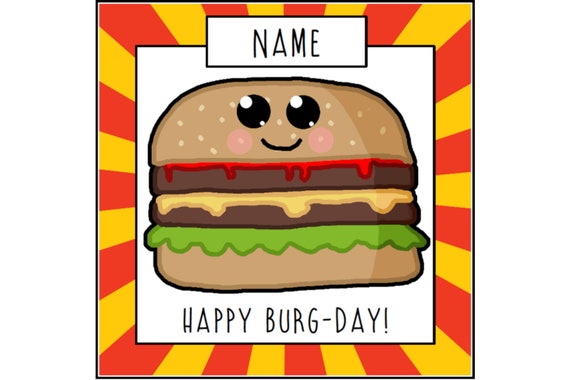 Carte Danniversaire Burger Carte Drole Salutations Etsy