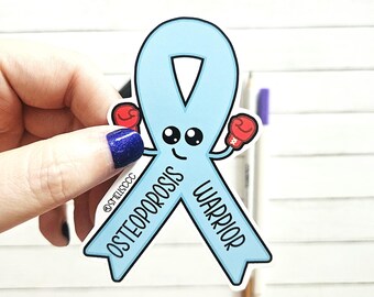 Imán con lazo para concientizar sobre la osteoporosis, regalo para quienes luchan contra las enfermedades crónicas.