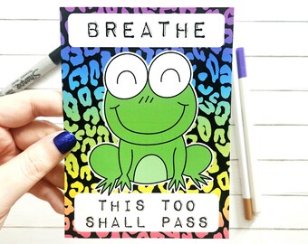 Frog This Too Shall Pass Postcard: A6 Positive Affirmation Card, Mental Health Gift