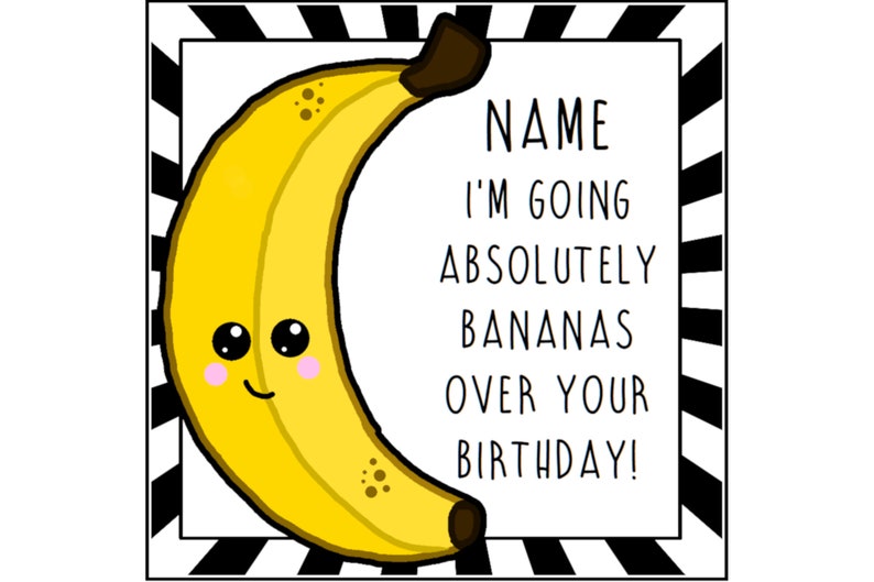 Banana Birthday Card Funny Card Birthday Greetings Food Etsy