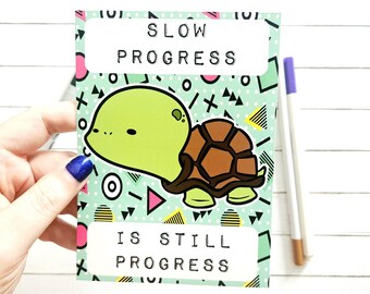 Turtle Slow Progress Postcard: A6 Positive Affirmation Card, Mental Health Gift