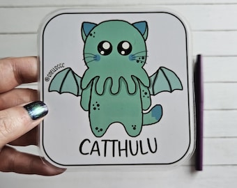 Funny Catthulu Magnet, Kawaii Cthulhu Pet, Gothic Kitchen Decor