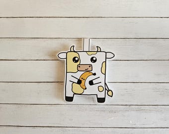 Marcador magnético de vaca con batido de plátano, papelería de agenda kawaii