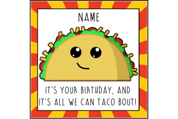 Taco Birthday Card Funny Card Birthday Greetings Food | Etsy UK