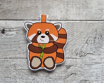 Marcapáginas magnético de panda rojo, regalo de papelería kawaii