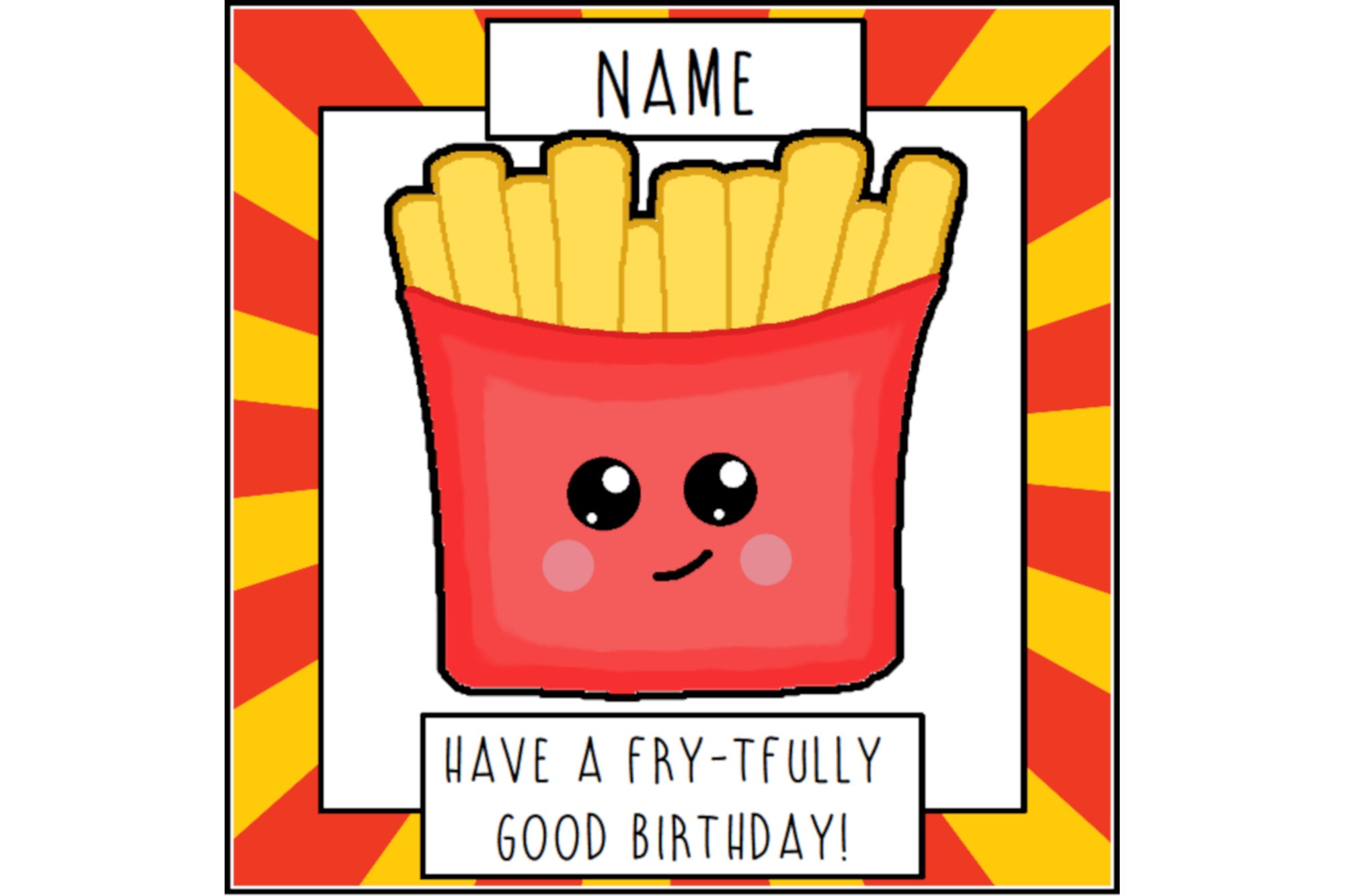 Fries Birthday Card Funny Card Birthday Greetings Food - Etsy UK