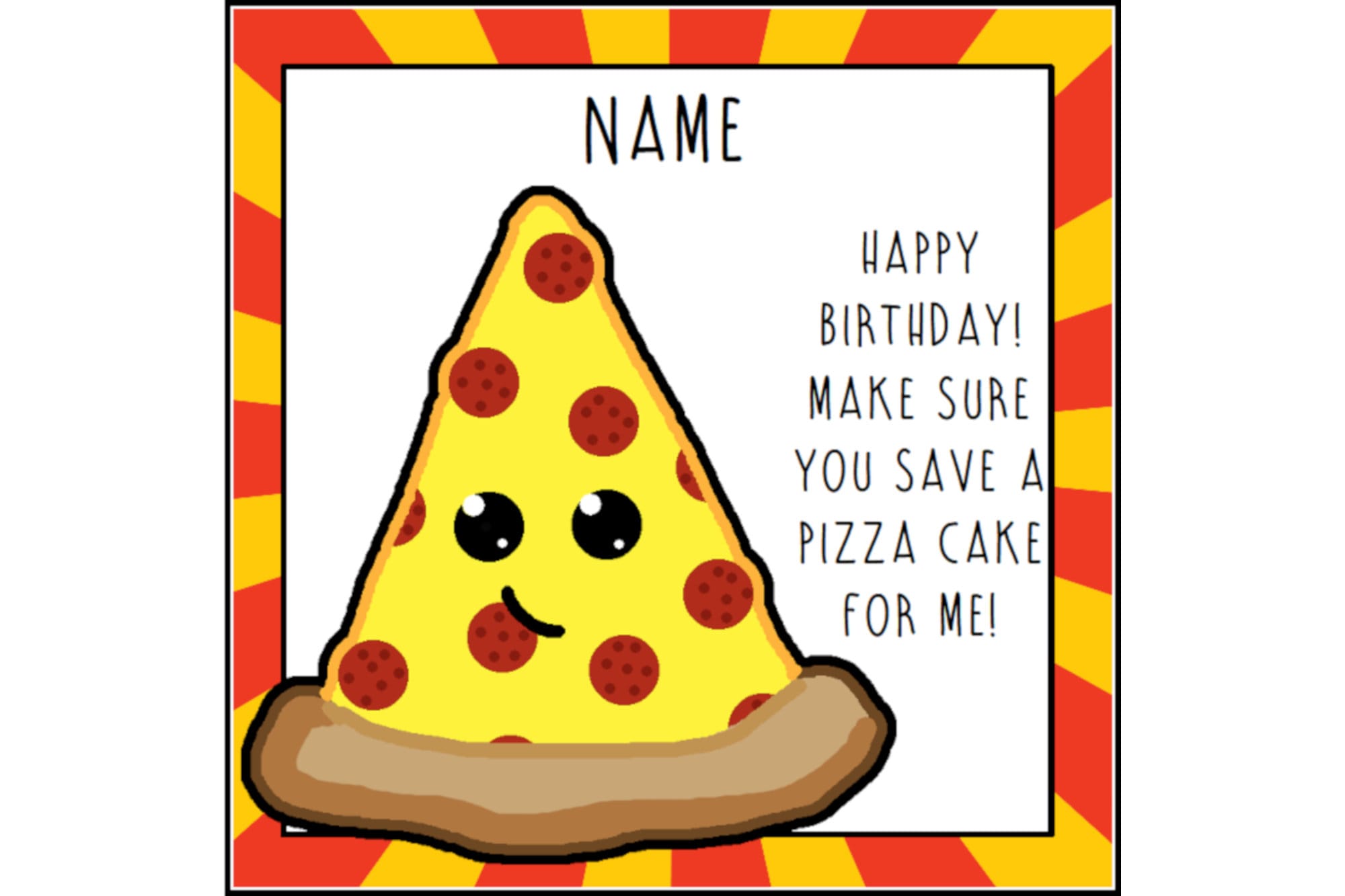 Pizza birthday card funny card birthday greetings food Etsy