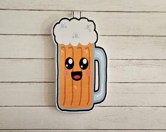 Marcapáginas magnético de cerveza kawaii, bonito planificador de papelería