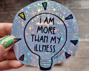 Vinilo holográfico con mensaje "Enfermedad crónica", calcomanía motivacional para portátil