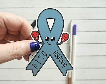 Imán de cinta de guerrero con TEPT, regalo de afirmación positiva, concientización sobre el trauma
