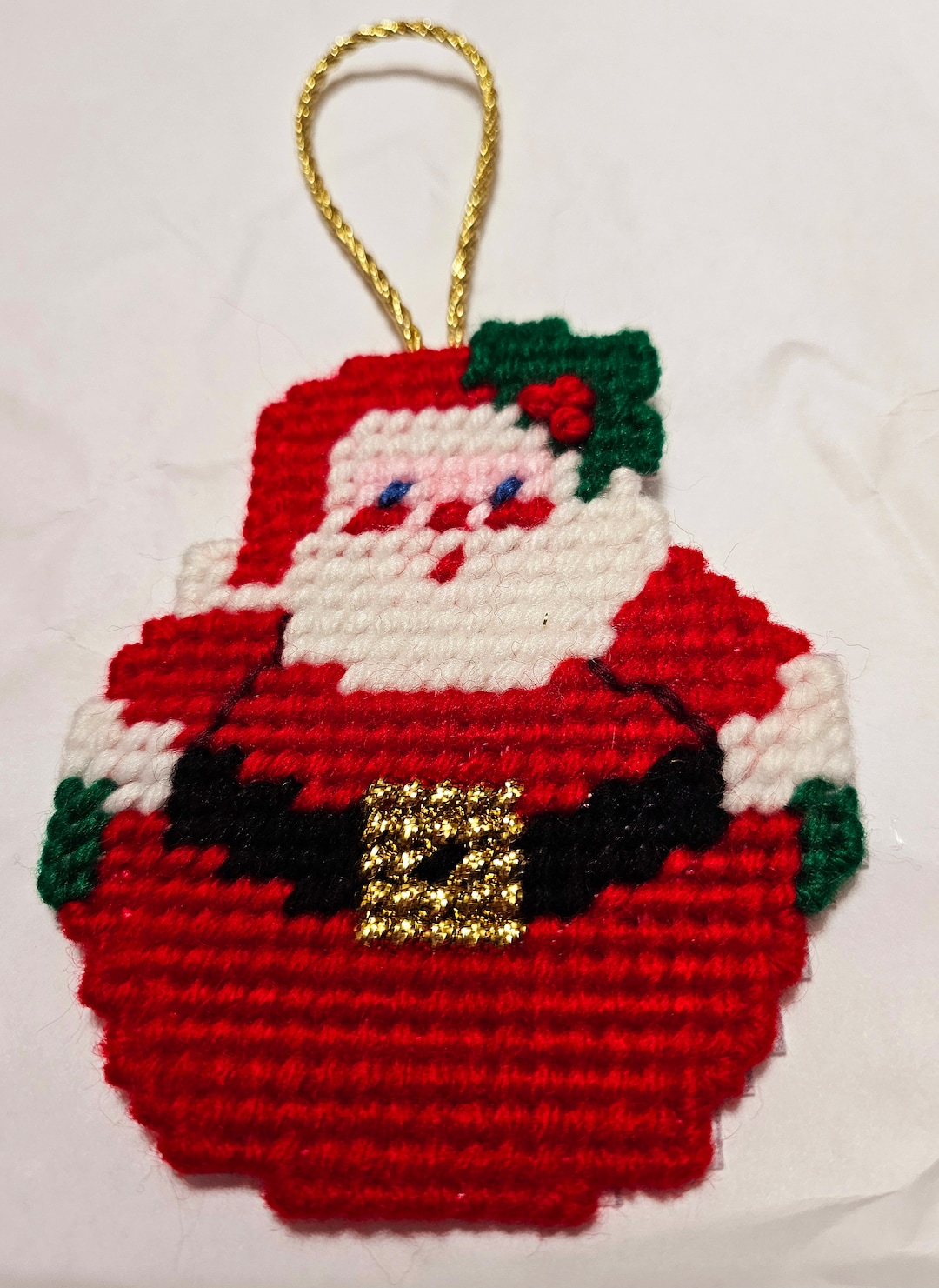 Yarn Santa Ornaments Etsy