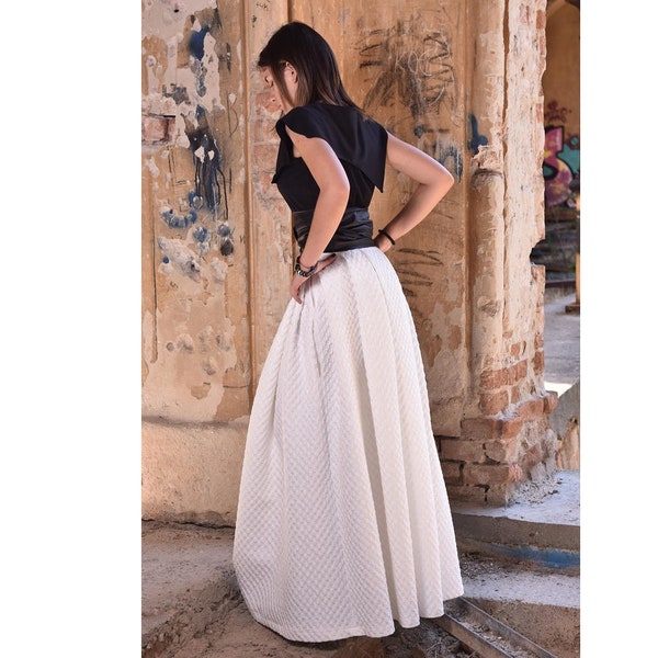 White Maxi Skirt, High Waisted Skirt, Trendy Plus Size Clothing, Summer Maxi Skirt, Long White Skirt, Floor Skirt, Party Skirt, Full Skirt