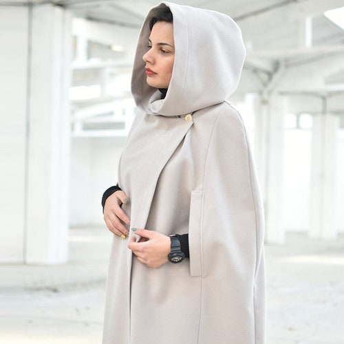 Hooded Cape Coat Poncho Cape Plus Size 