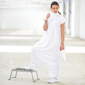 White Harem Jumpsuit, Women Drop Crotch Jumpsuit, Women Overall, Futuristic Clothing, Plus Size Extravagant Jumpsuit, Oversized Jumpsuit