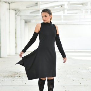 Cold shoulder black dress uk best sale