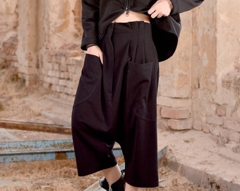 Harem Pants, Black Pants, Baggy Pants, High Waist Pants, Low Crotch Pants, Women Pants, Urban Clothing, Loose Pants, Casual Women Trousers