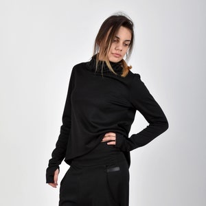 Black Top, Women Top, Turtleneck Blouse, Long Sleeve Top, Black Blouse, Elegant Top, Plus Size Blouse, Oversized Top,Formal Top, Spring Top