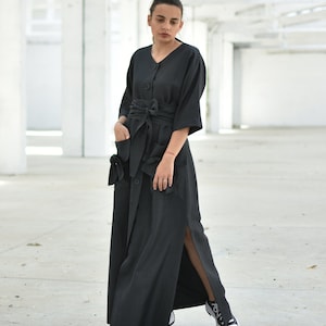 japanese style long dress Floral Print Maxi Dress 'Miyamoto' M