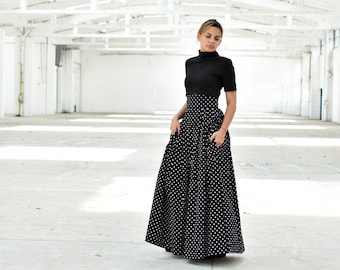 High Waisted Skirt Maxi Black Skirt 