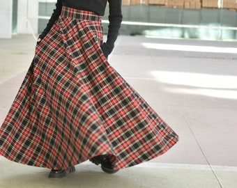 Plaid maxi skirt 2018 fall hot sale