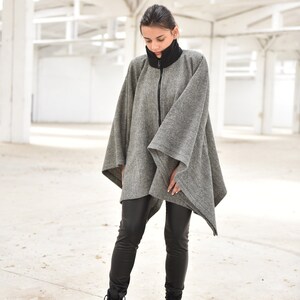 Plus Size Cardigan, Wool Cape Cardigan, Winter Cape Poncho, Women Cardigan, Oversized Cape, Womens Wool Coat, Evening Coat, Warm Outerwear image 1
