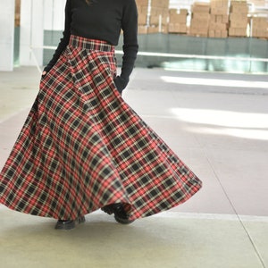 Wool Plaid Skirt, Tartan Maxi Skirt, Victorian Walking Skirt, Scottish Outlander Skirt, High Waist Winter Skirt, Plus Size Riding Skirt