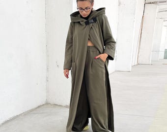 Hooded Maxi Cardigan, Casual Women Cardigan, Chic Athleisure, Oversized Long Cardigan, Extravagant Streetwear Cardigan, Plus Size Cardigan