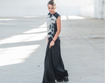 Avant Garde Steampunk Maxi Dress in Size XS, Gothic Summer Sleeveless Dress