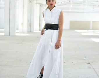 White Linen Structured Dress With Stand Collar, Sleeveless Button Down Maxi Dress, Minimalist Asymmetric Summer Shirt Dress, Sizes XS-4XL - Etsy Israel White Linen Structured Dress With Stand Collar, Sleeveless Button Down Maxi Dress, Minimalist Asymmetric Summer Shirt Dress, Sizes XS-4XL - Etsy Israel