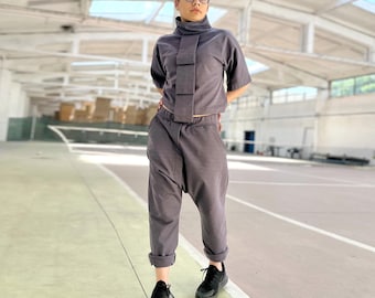 Avant Garde Co Ord Set of Turtleneck Top & Harem Pants, Two Piece Matching Set for Women in Sizes XS-4XL
