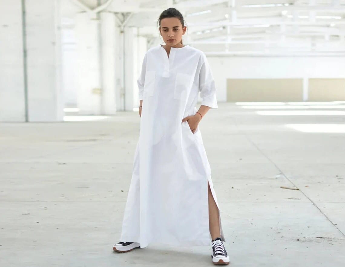 Linen Button Down Maxi Shirt Dress Linen Kaftan Maxi Dress, White Autumn Oversized Dress, Plus Size Linen Button Down Maxi Shirt Dress Linen Kaftan Maxi Dress, White Autumn Oversized Dress, Plus Size