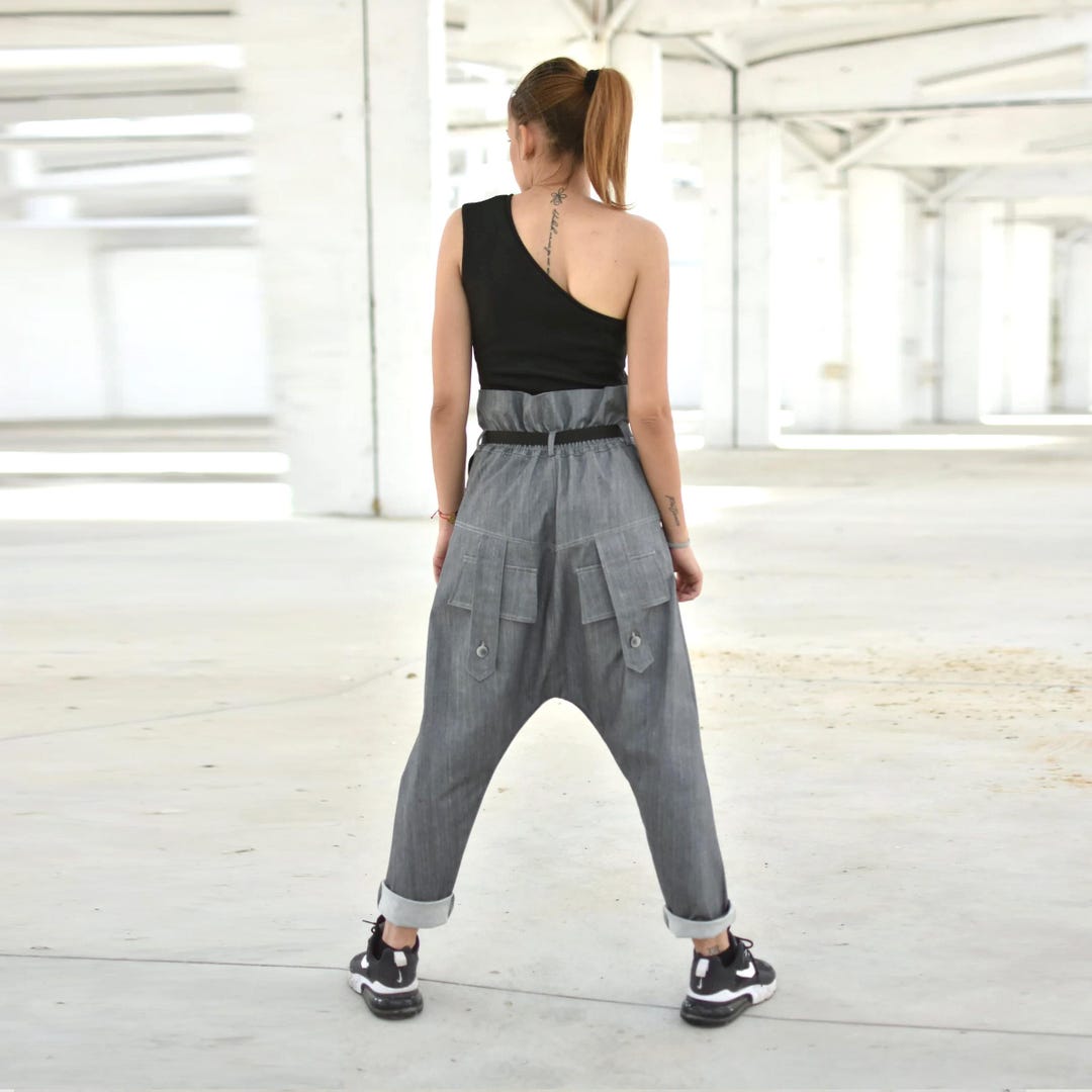 Buy Denim Harem Pants, Extravagant Baggy Pants, Drop Crotch Pants