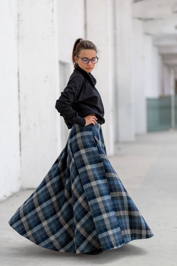 Midi Plaid Swing Winter Wool Skirt 4727 Midi Plaid Swing Winter Wool Skirt 4727