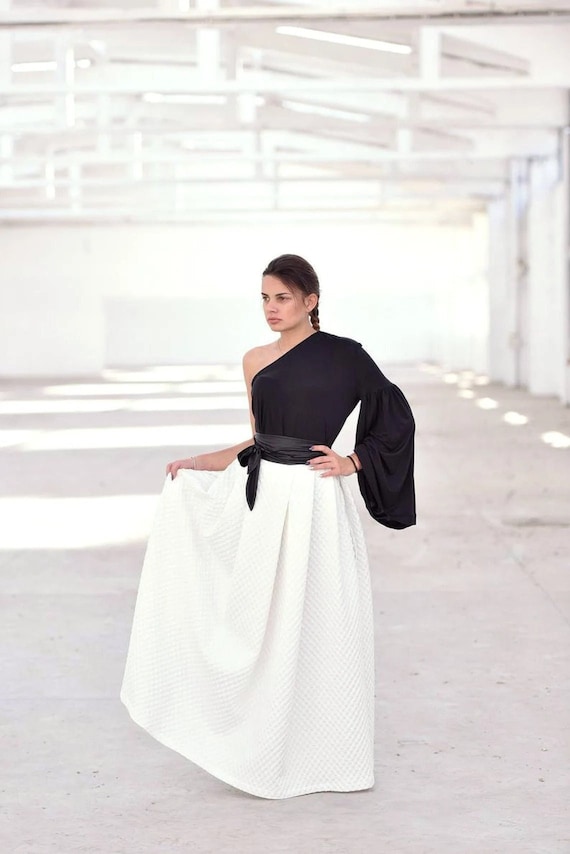 Buy White Maxi Skirt Evening Skirt Plus Size Clothing Pleated Online in  India  Etsy
