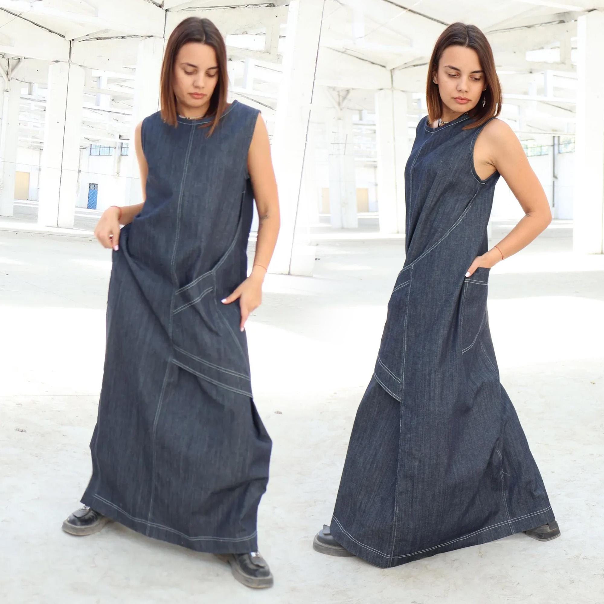 ミストレアス　Denim Amerian Sleeve Long Dress Denim Amerian Sleeve Long Dress - MISTREASS