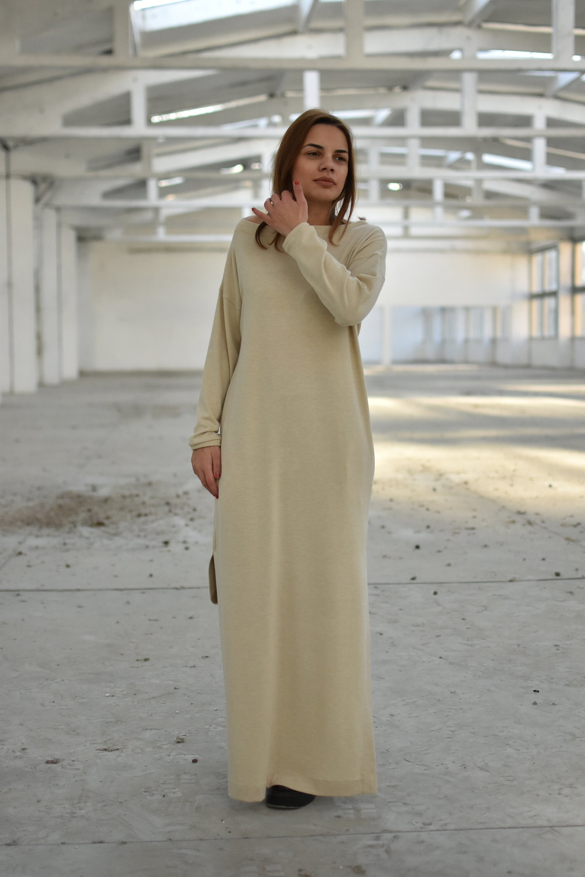 cream sweater maxi dress All Fuzzy Sweater Maxi Dress Set - Cream
