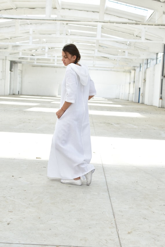 White Linen Hooded Dress With Pockets in Maxi Length, Minimalist Short Sleeve Summer Shirt Dress, Modest Long Loose Oversize Sundress - Etsy Denmark White Linen Hooded Dress With Pockets in Maxi Length, Minimalist Short Sleeve Summer Shirt Dress, Modest Long Loose Oversize Sundress - Etsy Denmark
