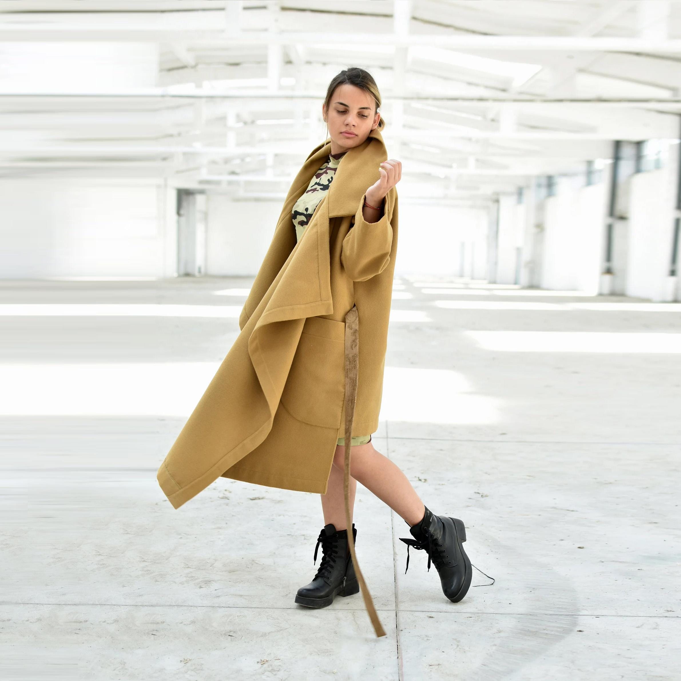 Warm Winter Coat, Women Trench Coat, Asymmetric Coat, Plus