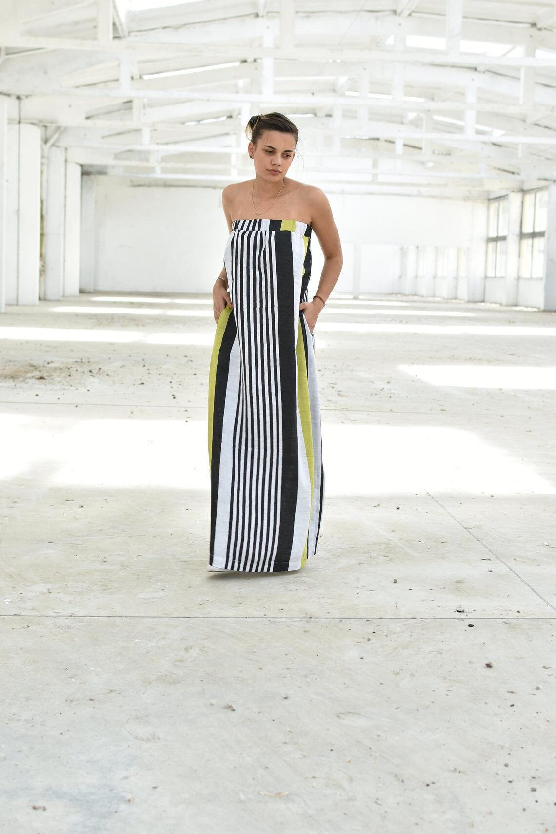 knee length dresses for ladies ADRI STRAPLESS PANELLED MAXI DRESS | BLACK | DRESSES main image 1