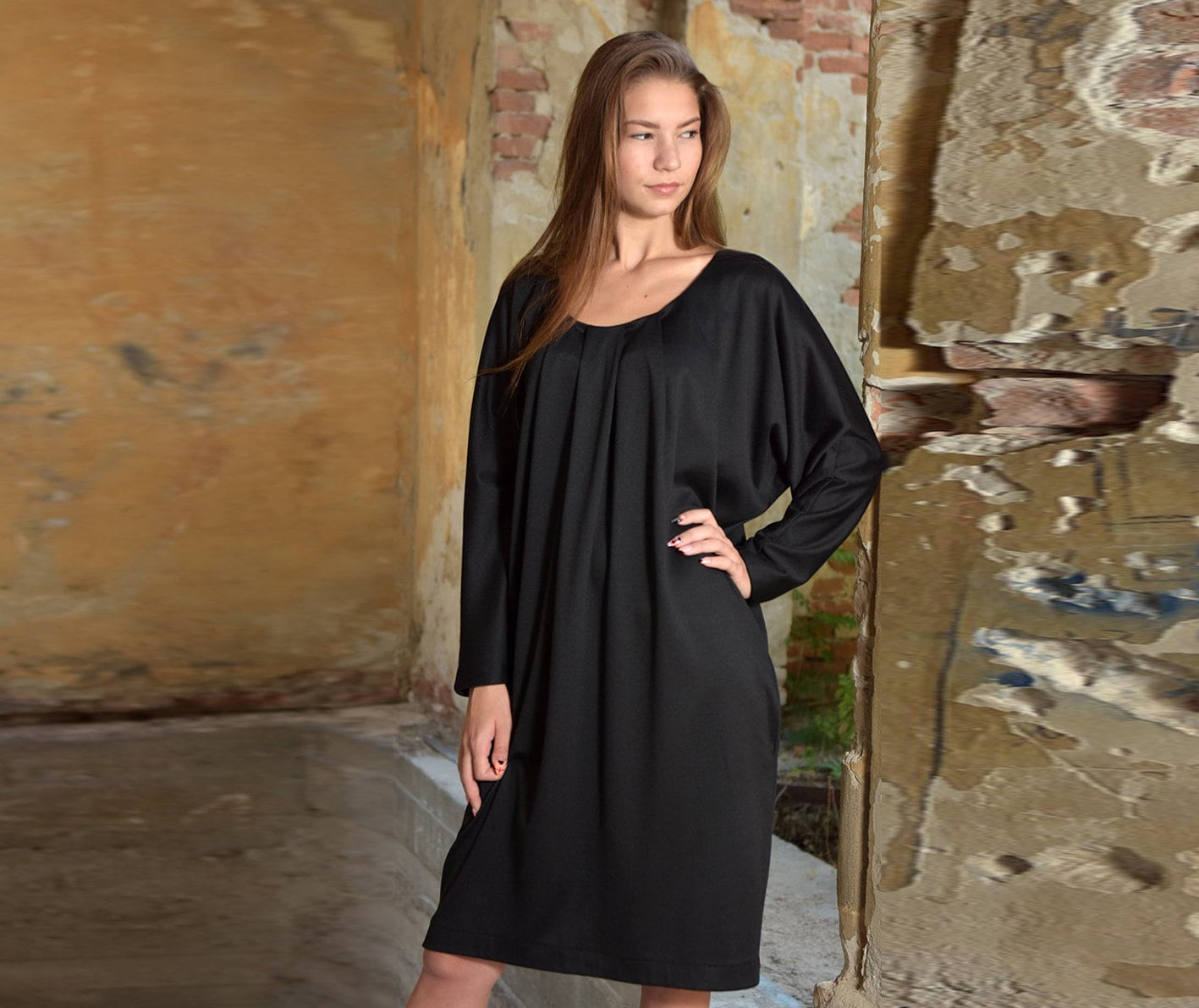 casual black dress with sleeves Closet Classic Black Maxi Dress main image 0