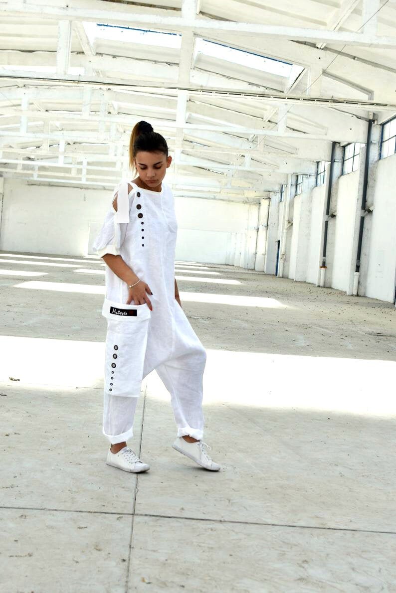white linen jumpsuit plus size