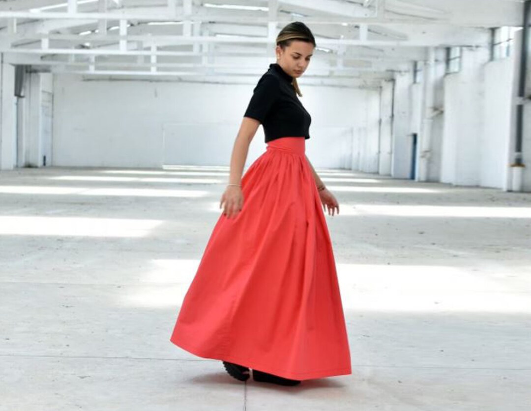 Elegant Maxi Skirt High Waisted Victorian Walking Skirt Full Etsy