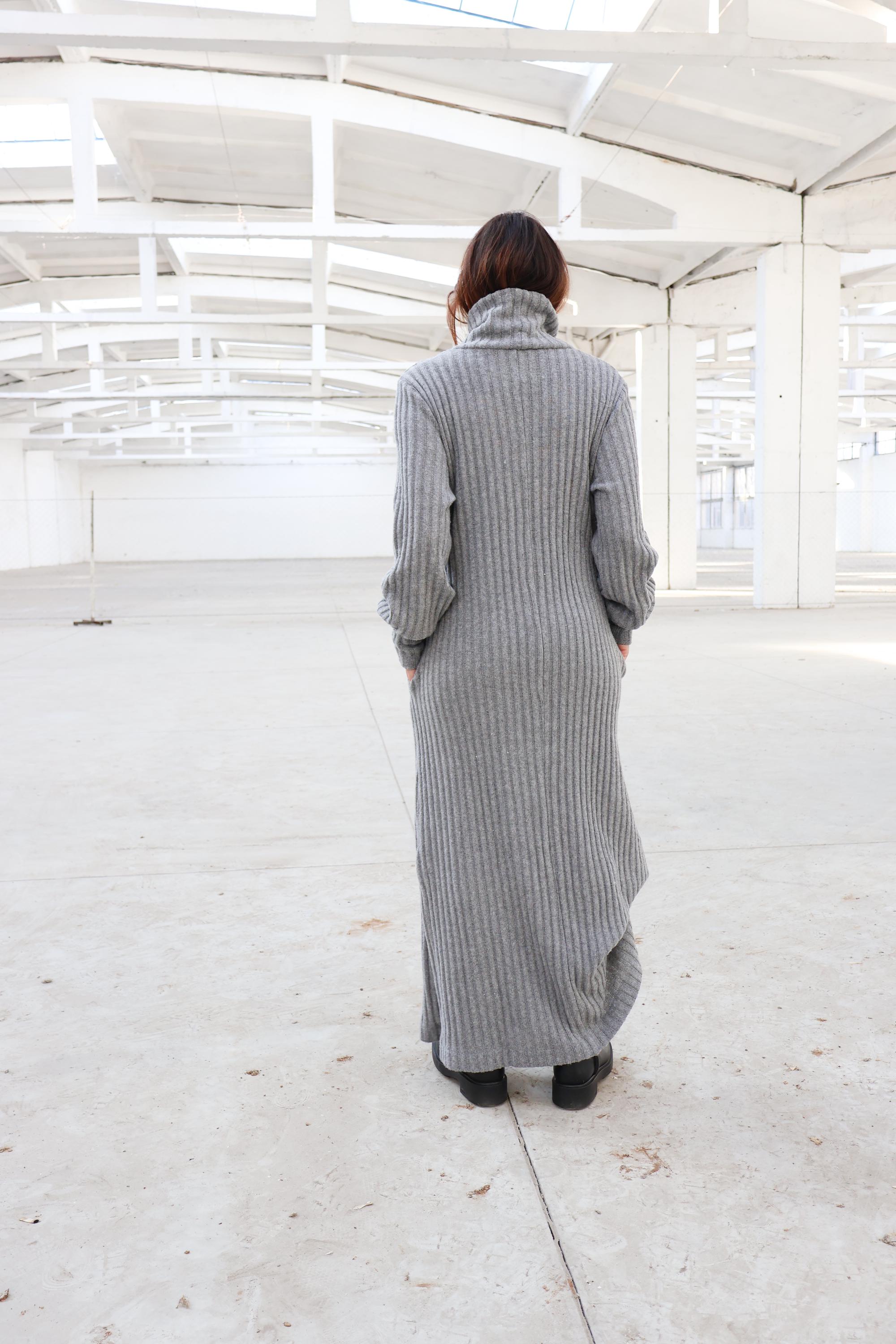 grey turtleneck dress long sleeve Wool Contoured Turtleneck Long Sleeve Mini Dress