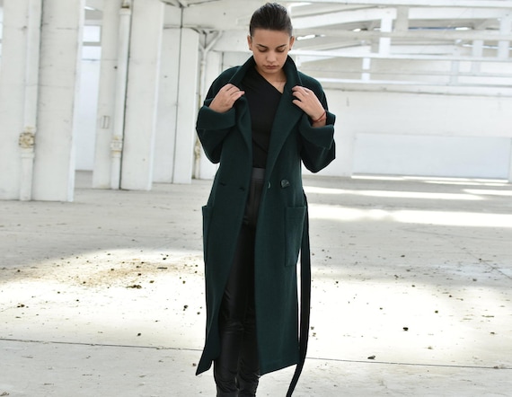 leeftijd Canberra Beoefend Petrol groene wollen jas avant garde kleding designer jas - Etsy België